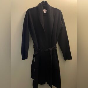Womens Como Vintage Long Wrap Belted Cardigan Sweater Black Size Medium